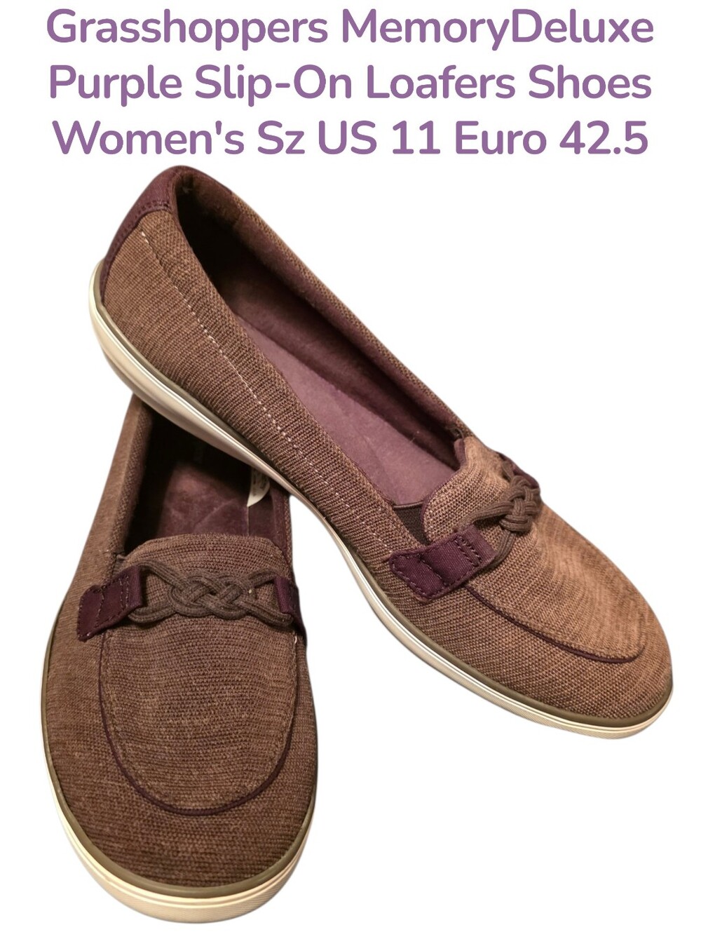 Grasshoppers MemoryDeluxe Purple Slip-On Loafers Women's US11 Euro 42.5 Euc